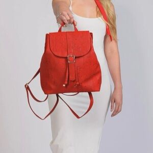 Tiradia Cork Signature Backpack in Red
